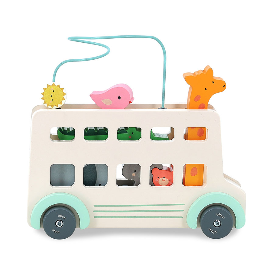 Joc de indemanare motricitate fina - Autobuz cu animale, design Sarah Betz - Vilac