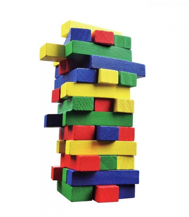 Joc de indemanare-Turnul Instabil,48 piese, Lemn, Multicolor