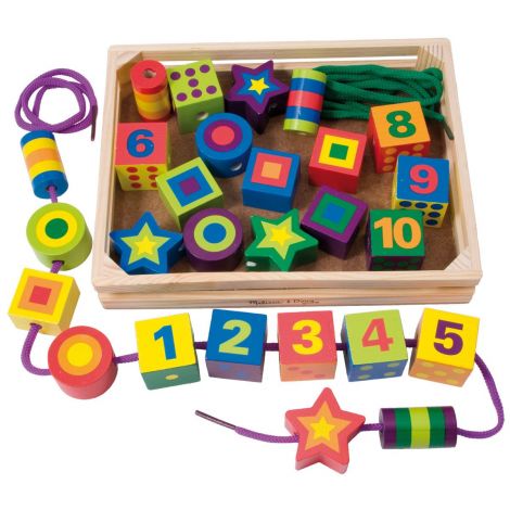 Joc De Insirat Din Lemn Cu Cifre, Montessori, Insira Margelele - Melissa&Doug 3775 - poza 1