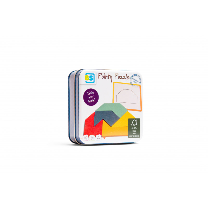 Joc de logica Pointy Puzzle cu cutie metalica de depozitare,+8 ani