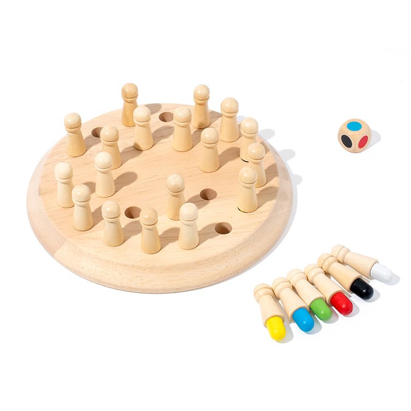 Joc de memorie din lemn Memory Chess - concentrare si recunoastere culori