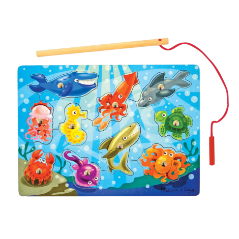 Joc de pescuit magnetic din lemn, Animale marine, 10 pise, 3 ani+, Melissa & Doug 3778 - poza 1
