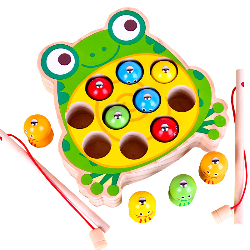 Joc de pescut magnetic din lemn - Broscuta ZukiToys.ro