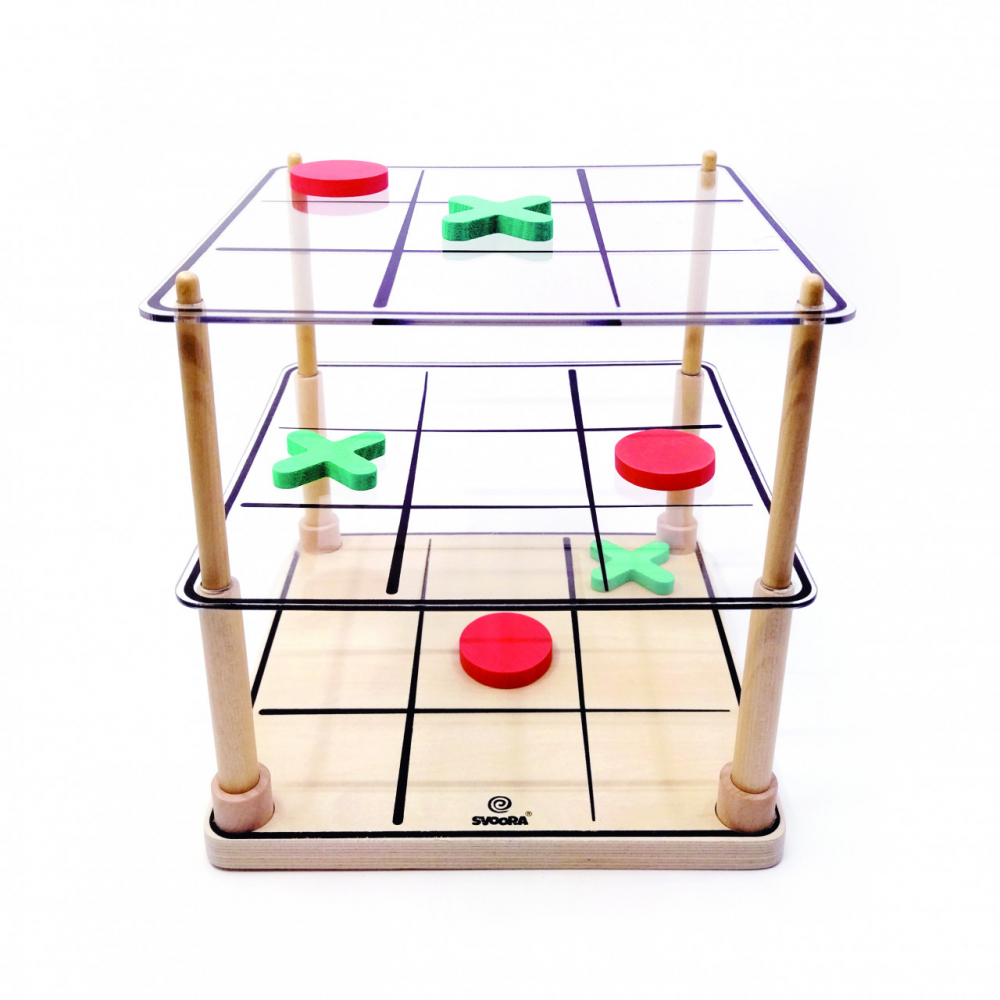 Joc de societate din lemn- Epic Tic tac toe, 6-9 ani