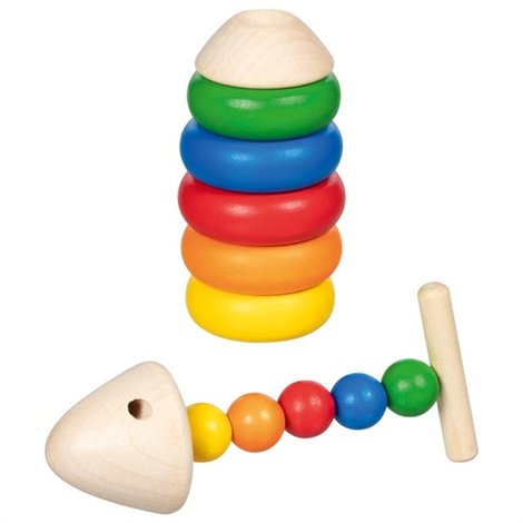 Joc educativ de sortare din lemn Piramide, de la 2 ani - poza 2
