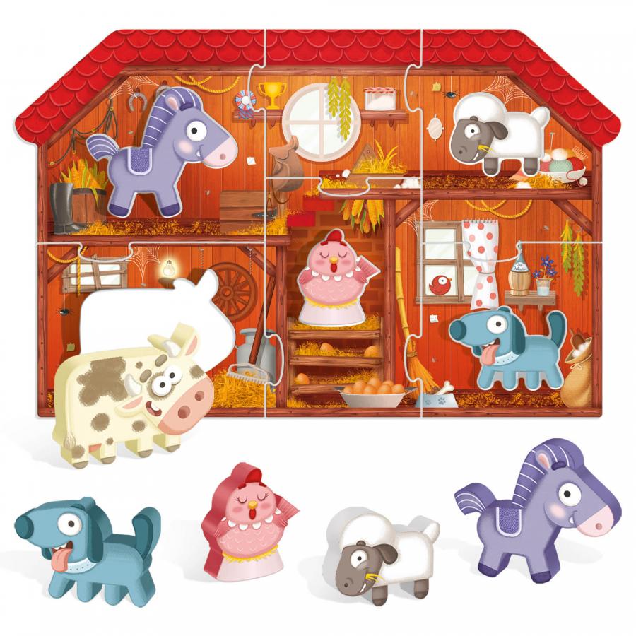 Joc educativ Headu Montessori Primul meu puzzle Ferma - poza 2