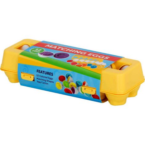 Joc educativ Matching eggs, Set 12 oua pentru invatarea formelor si culorilor Ikonka IK17739 - poza 2
