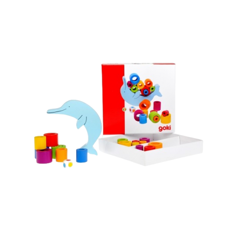 Joc educativ pentru indemanare, din lemn, echilibru Delfini, 4 ani, Goki 56901 - poza 1