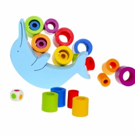 Joc educativ pentru indemanare, din lemn, echilibru Delfini, 4 ani, Goki 56901 - poza 2