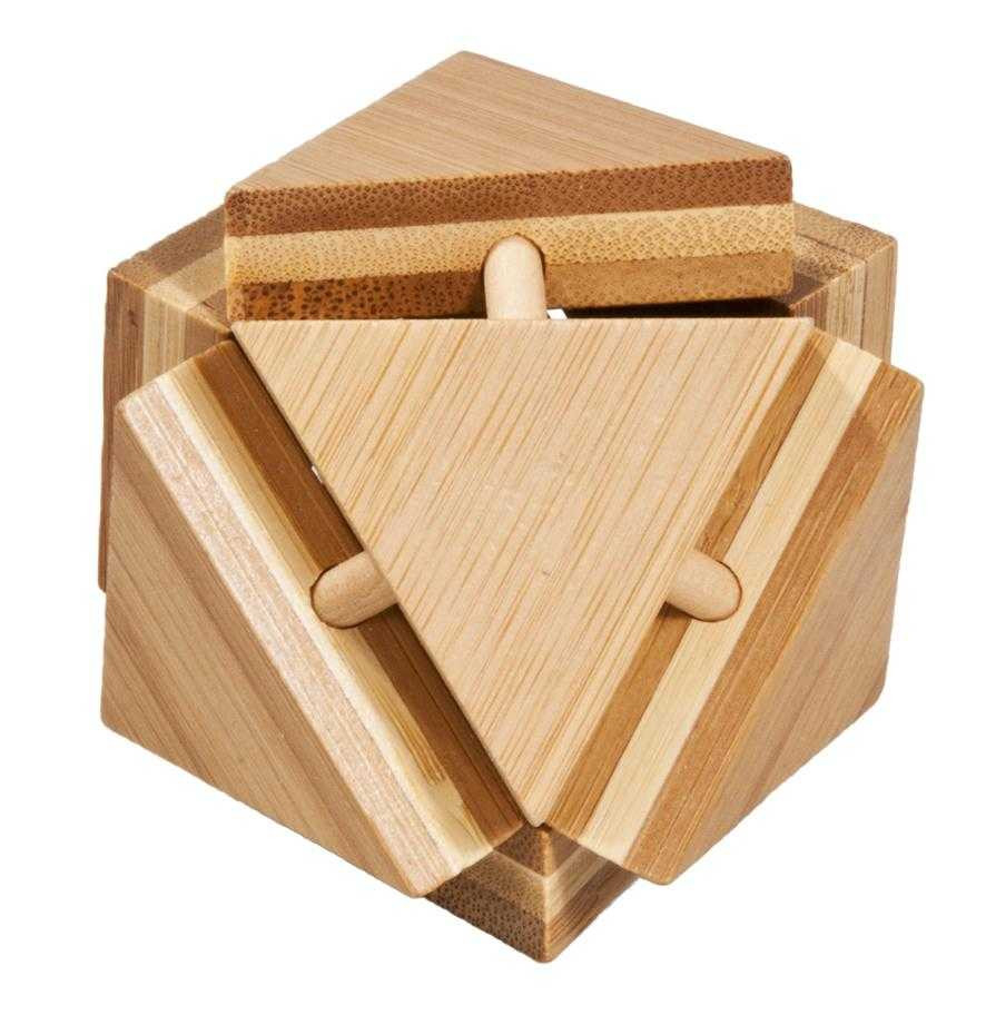 Joc logic IQ din lemn bambus Triangleblock 8.5 cm