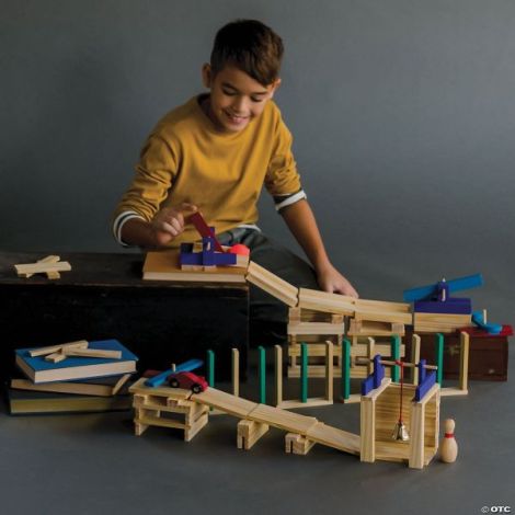 Joc STEM de constructie, din lemn, de tip marble run. Keva Constructions Reactions Planks - poza 3