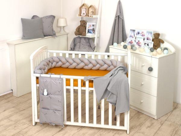 Jolie - Protectie impletita pentru patut si baby nest Pure Grey, 210*21CM