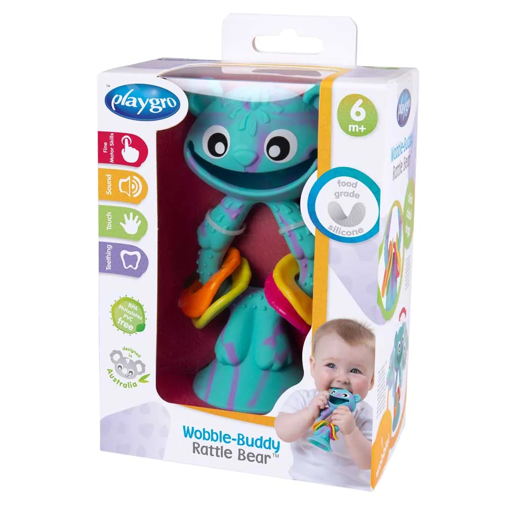 Jucarie bebelusi din silicon PlayGro Wobble Buddy Bear - poza 4