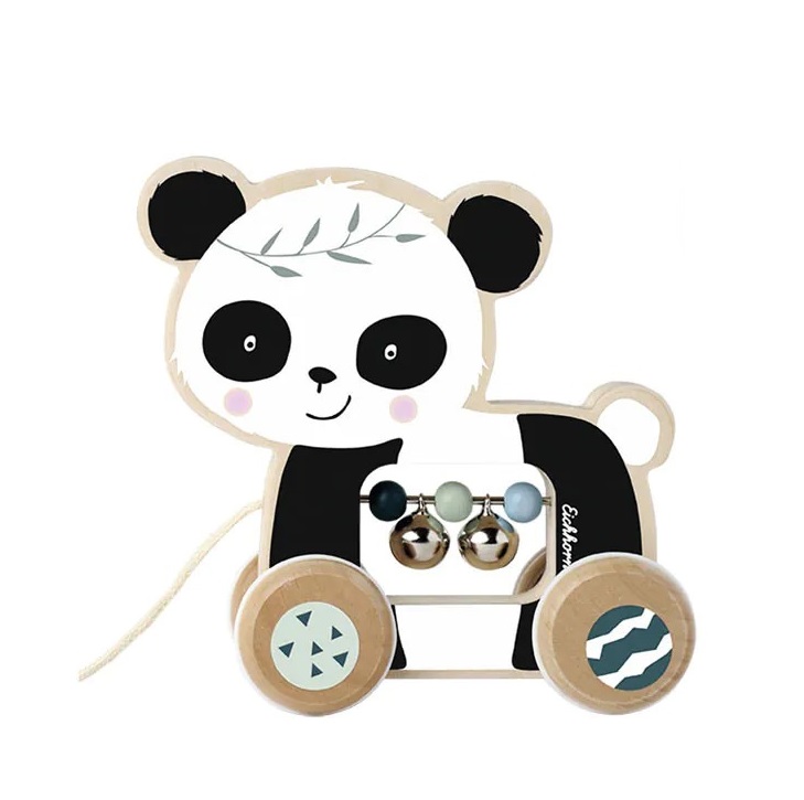 Jucarie bebelusi panda de tras din lemn cu clopotei Eichhorn - poza 1