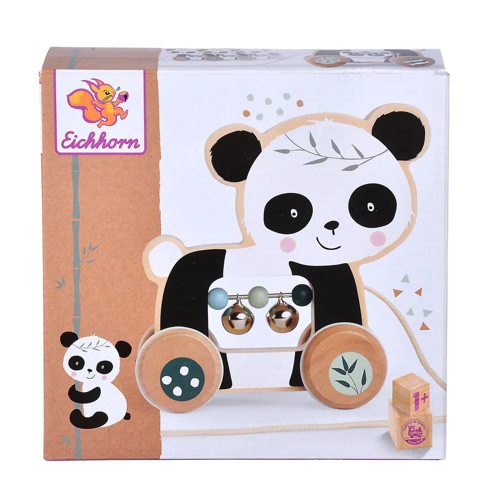 Jucarie bebelusi panda de tras din lemn cu clopotei Eichhorn - poza 2