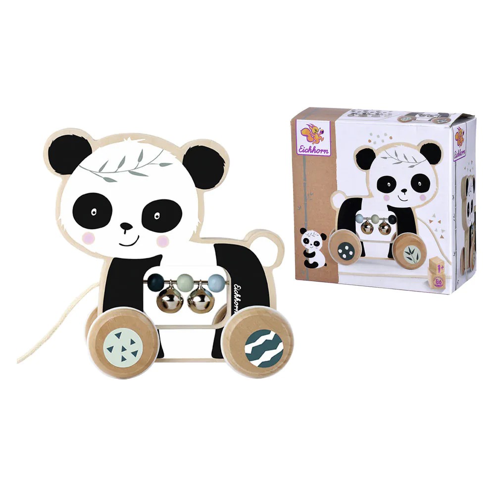 Jucarie bebelusi panda de tras din lemn cu clopotei Eichhorn - poza 3