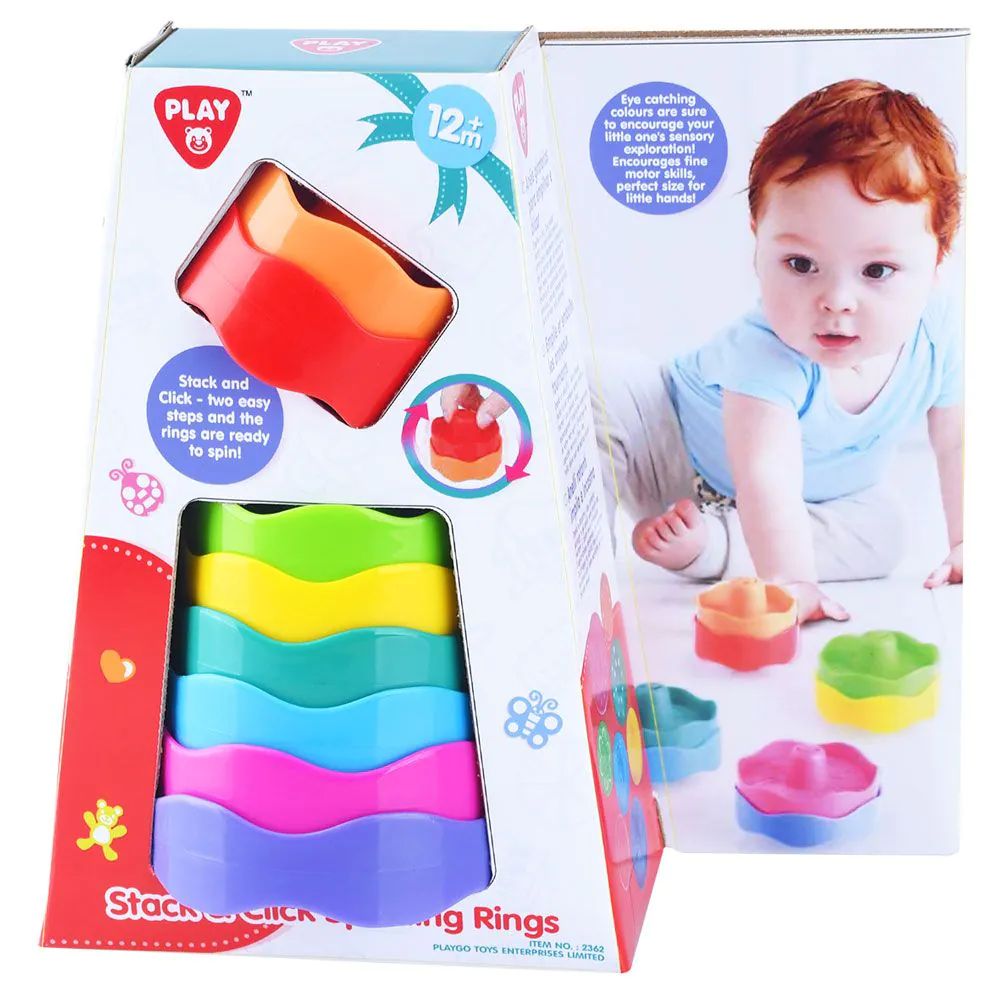 Jucarie bebelusi piramida cu 12 discuri colorate PlayGo - poza 2