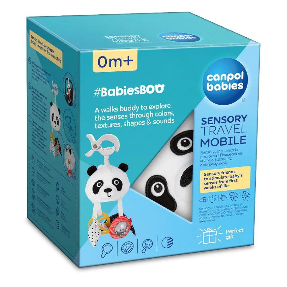 Jucarie de agatat la carucior Canpol Babiesboo Travel Mobile Urs Panda - poza 5