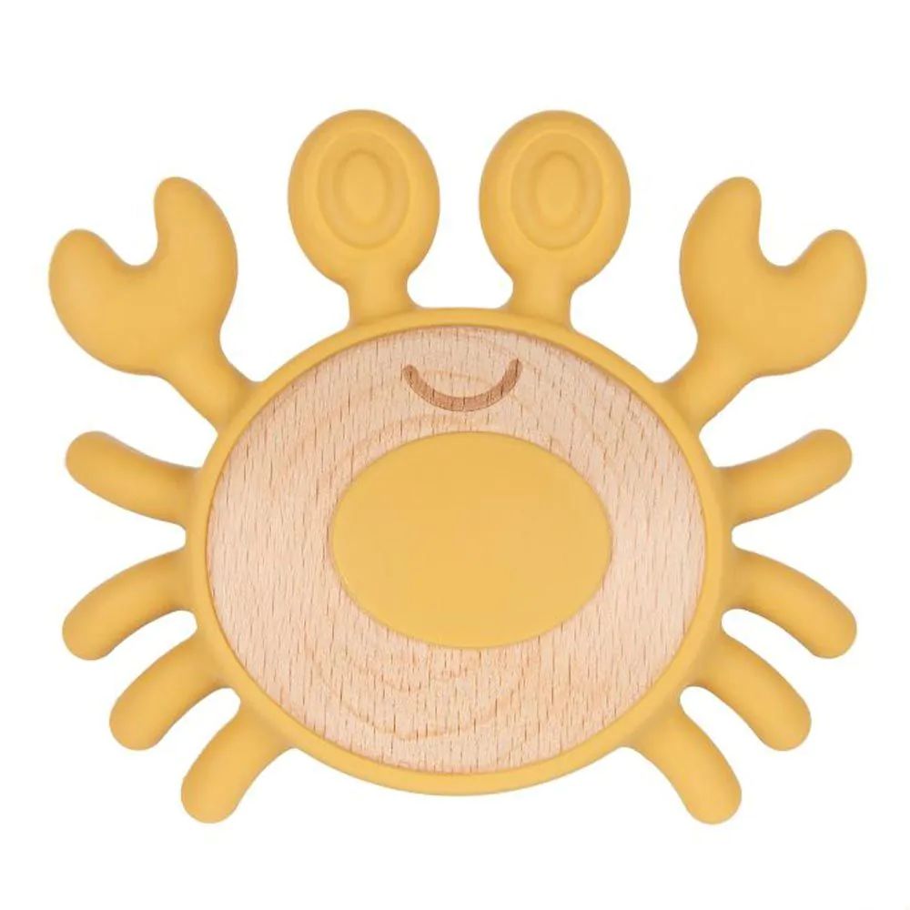 Jucarie de dentitie din lemn si silicon Canpol 3 Luni + Crab - poza 1