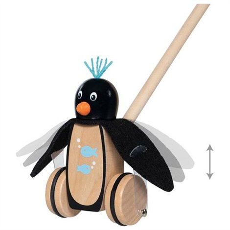 Jucarie de impins din lemn, Pinguinul Paul, de la 18 luni - poza 1