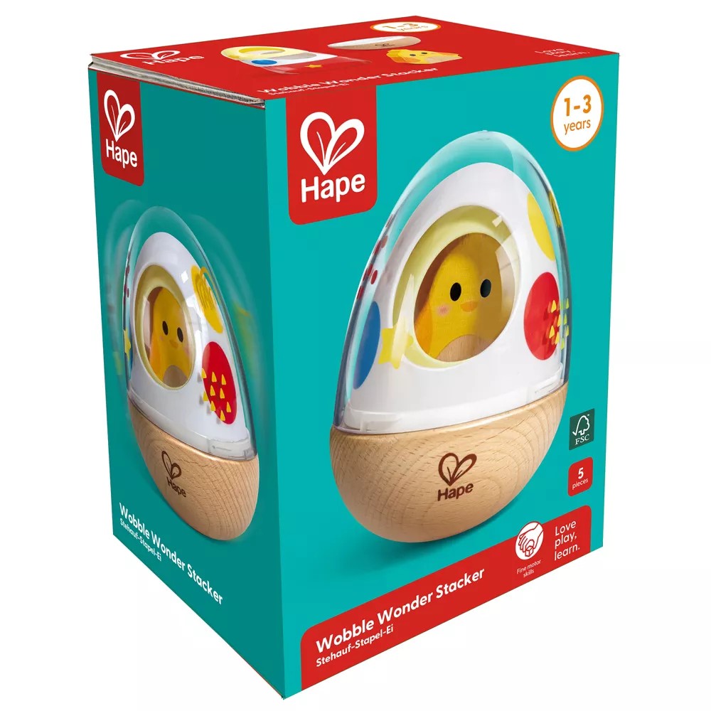 Jucarie de lemn pentru bebelusi Hape Wobber Wonder Ou cu Puisor - poza 3