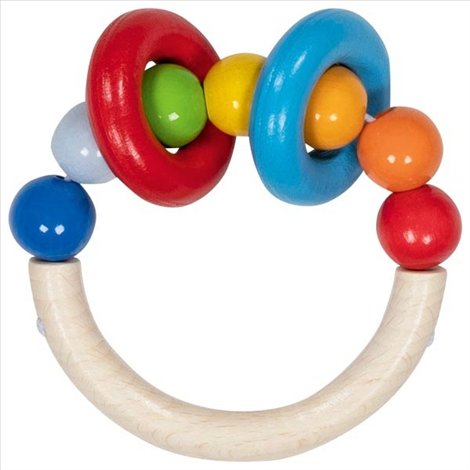 Jucarie de motricitate din lemn pentru bebelusi Rings