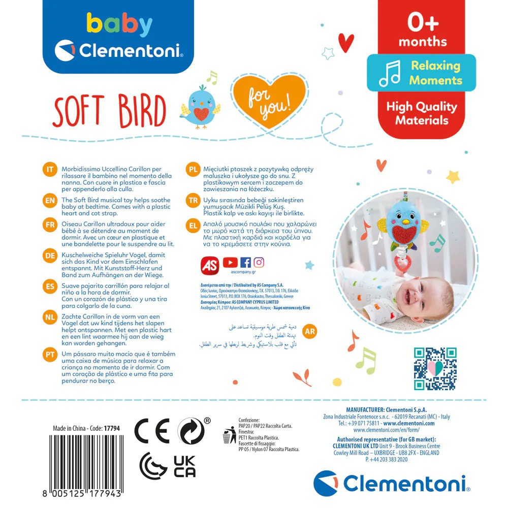 Jucarie de plus cu sunete Clementoni Baby Soft Bird - poza 2