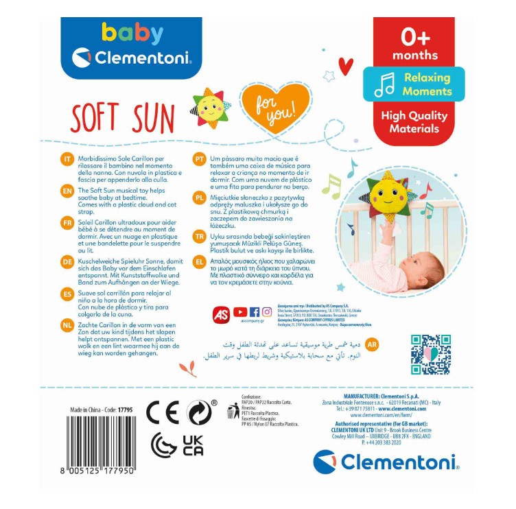 Jucarie de plus cu sunete Clementoni Baby Soft Sun - poza 5
