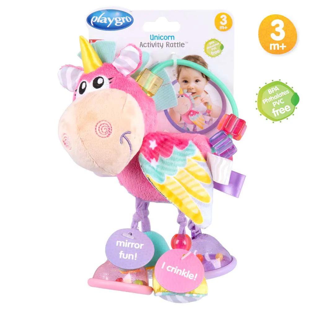 Jucarie de plus cu zornaitoare pentru bebelusi Playgro Unicorn - poza 2
