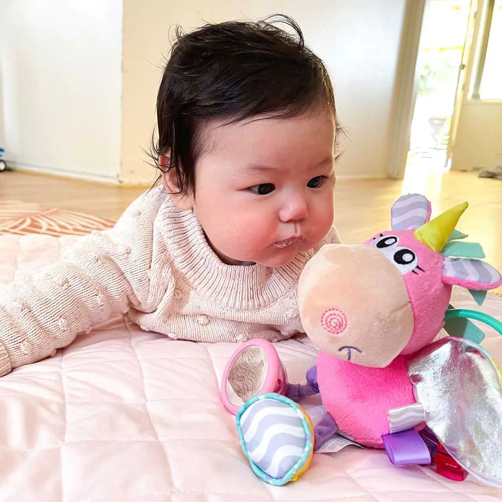 Jucarie de plus cu zornaitoare pentru bebelusi Playgro Unicorn - poza 4
