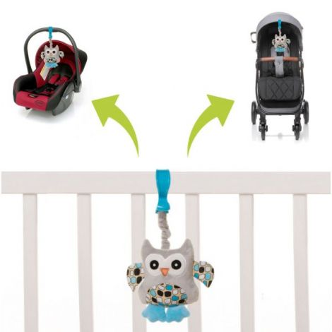 Jucarie de plus pentru carucior patut 4Baby SQUEEZE Bufnite Albastre - poza 3