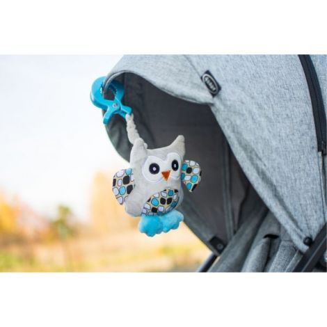 Jucarie de plus pentru carucior patut 4Baby SQUEEZE Bufnite Albastre - poza 5