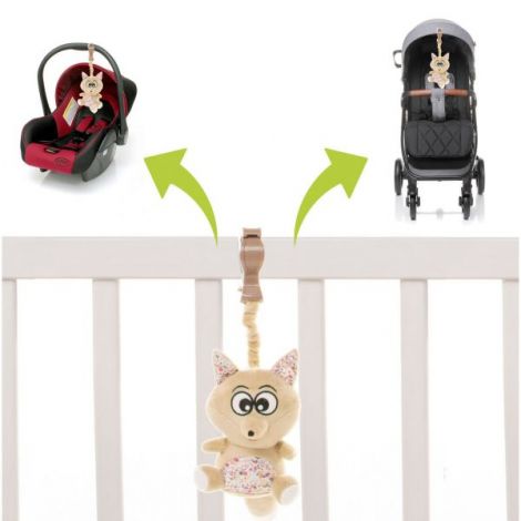 Jucarie de plus pentru carucior patut 4Baby SQUEEZE Vulpi Maro Bej - poza 4