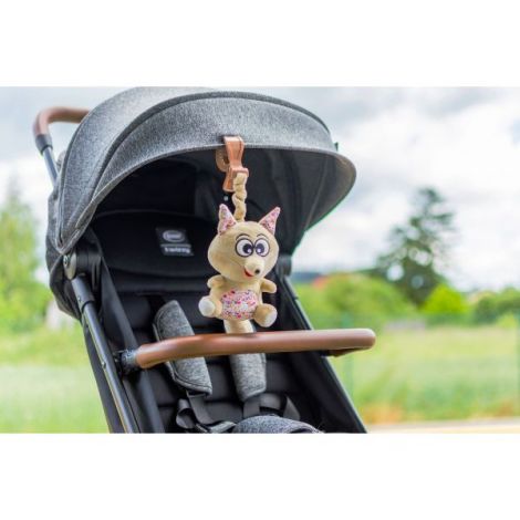 Jucarie de plus pentru carucior patut 4Baby SQUEEZE Vulpi Maro Bej - poza 5