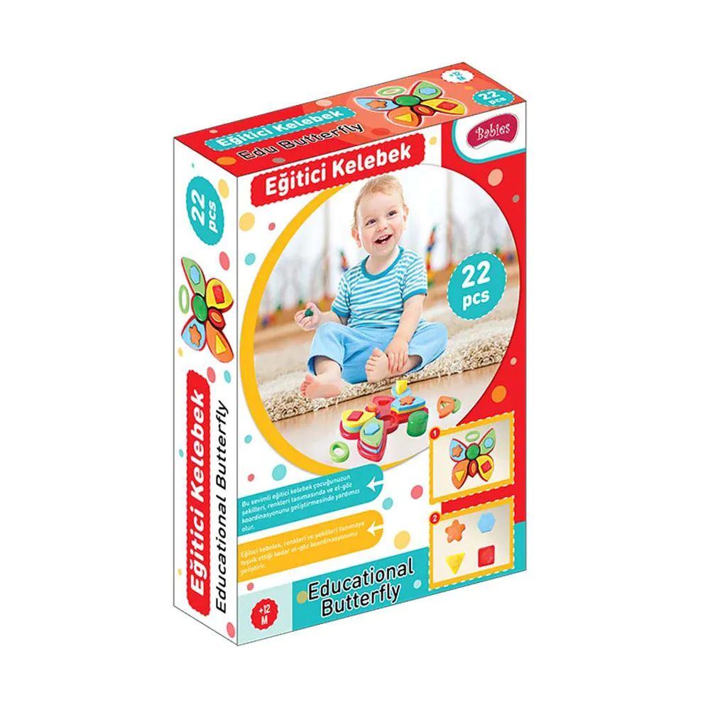 Jucarie de sortare pentru bebelusi Furkan Edu Fluture 22 piese - poza 2