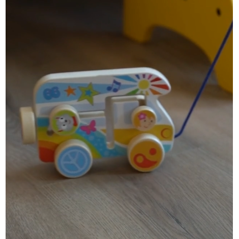 Jucarie de tras din lemn Goki Rulota vesela, 1+ ani - poza 3
