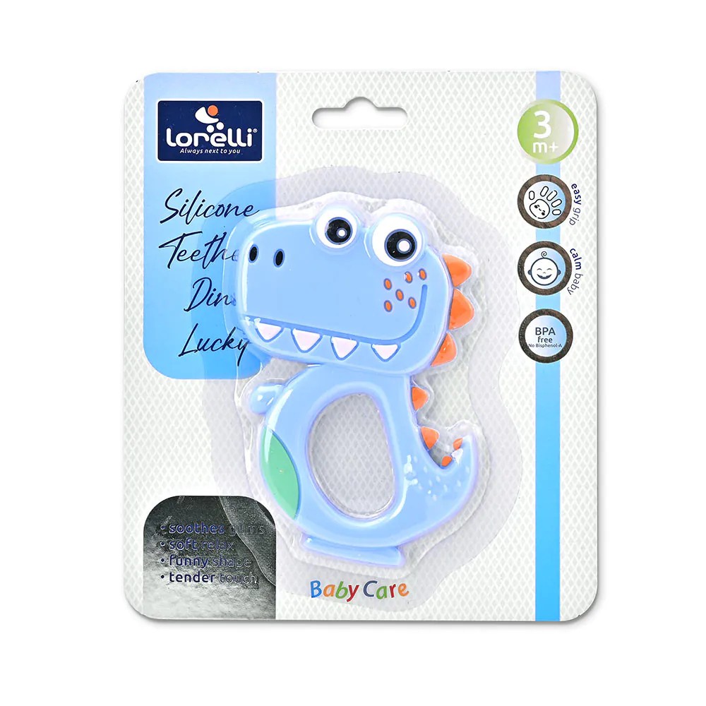 Jucarie dentitie pentru bebelusi Lorelli Lucky Dino Albastru - poza 2
