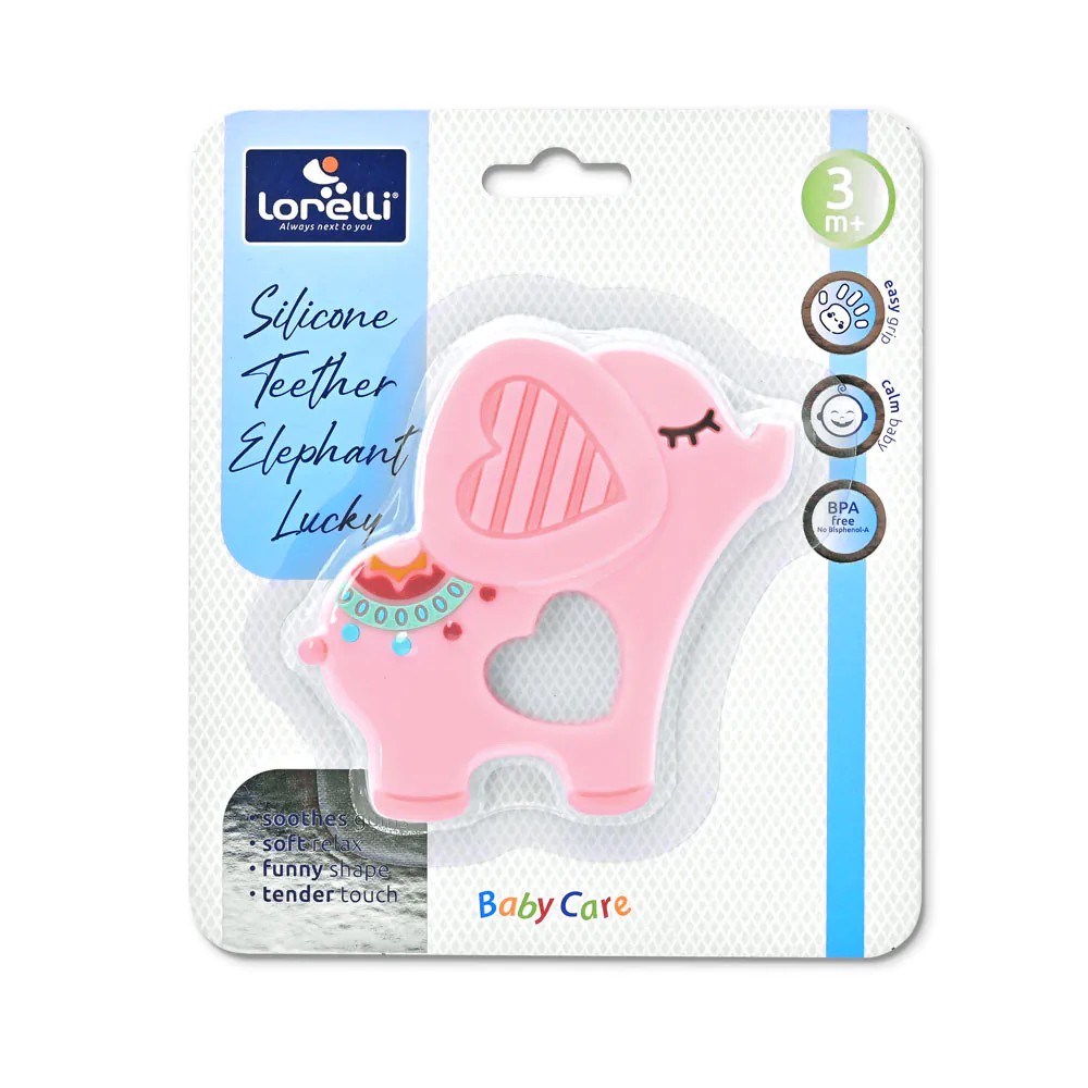 Jucarie dentitie pentru bebelusi Lorelli Lucky Elephant Roz - poza 2