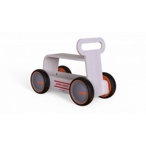 Jucarie din lemn 3 in 1 Ambulanta DriveMe Wood: masinuta ride-on, premergator si carucior de jucarii MamaToyz - poza 5