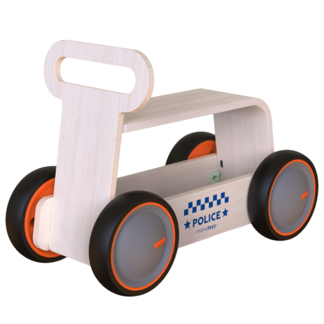 Jucarie din lemn 3 in 1 Politie DriveMe Wood: masinuta ride-on, premergator si carucior de jucarii MamaToyz - poza 1