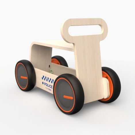 Jucarie din lemn 3 in 1 Politie DriveMe Wood: masinuta ride-on, premergator si carucior de jucarii MamaToyz - poza 2