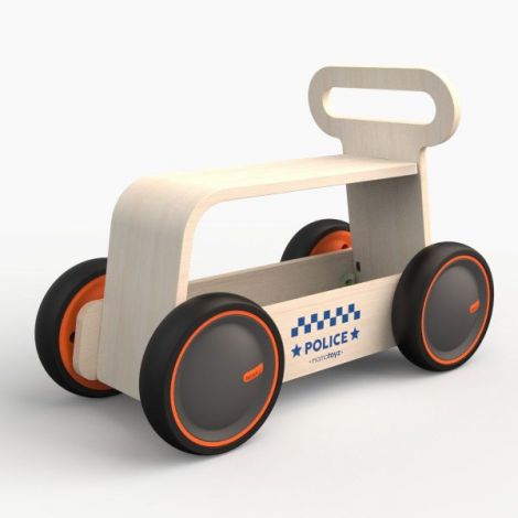 Jucarie din lemn 3 in 1 Politie DriveMe Wood: masinuta ride-on, premergator si carucior de jucarii MamaToyz - poza 5
