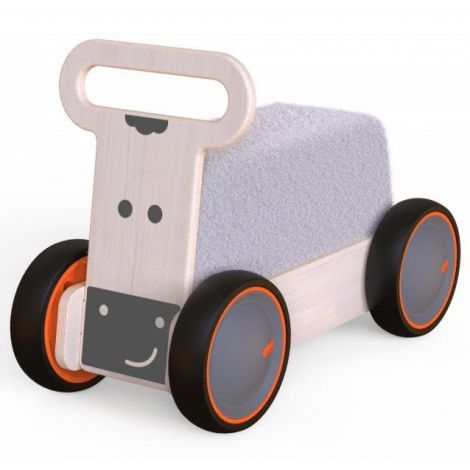 Jucarie din lemn 3 in 1 Vacuta DriveMe Soft: masinuta ride-on, premergator si carucior de jucarii MamaToyz - poza 1
