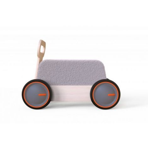 Jucarie din lemn 3 in 1 Vacuta DriveMe Soft: masinuta ride-on, premergator si carucior de jucarii MamaToyz - poza 2