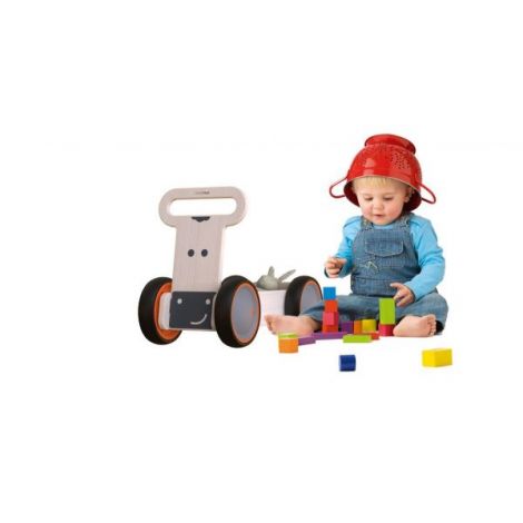 Jucarie din lemn 3 in 1 Vacuta DriveMe Soft: masinuta ride-on, premergator si carucior de jucarii MamaToyz - poza 3