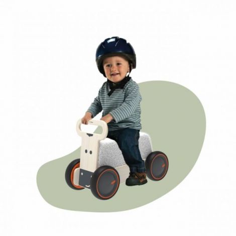 Jucarie din lemn 3 in 1 Vacuta DriveMe Soft: masinuta ride-on, premergator si carucior de jucarii MamaToyz - poza 5