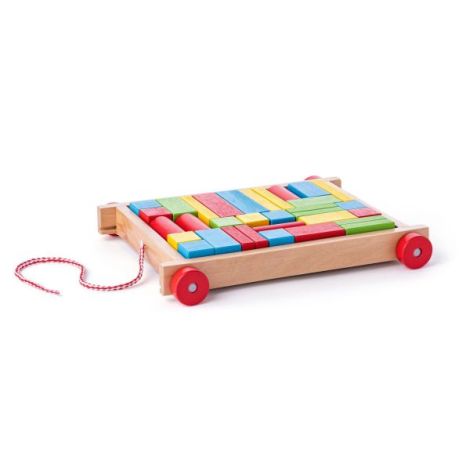 Jucarie din lemn - Carucior cu cuburi - poza 1