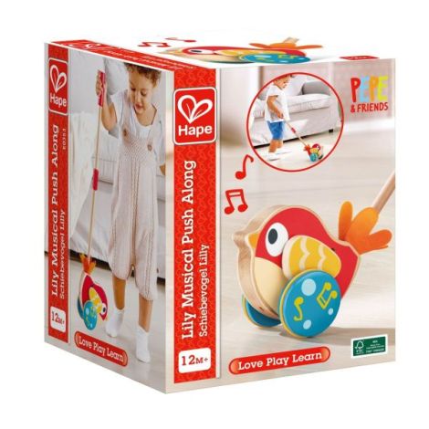 Jucarie din lemn de impins - Pasarea muzicala Lily - poza 4