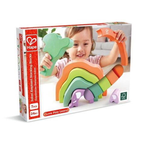 Jucarie din lemn de stivuit - Elefant (7 piese) - poza 1