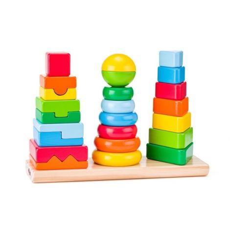 Jucarie din lemn de stivuit - Forme geometrice - poza 1
